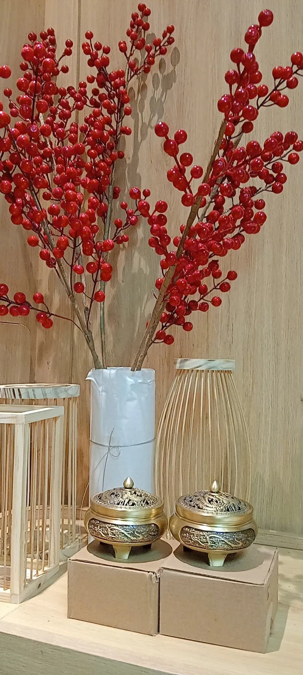  Lư Đồng Xông Trầm Hương Dáng Họa Tiết Rồng Phượng_Cá Chép Đường Kính 9.2 cm