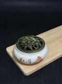 Lư xông đốt nụ trầm nhang khoan vân rạn có bông lót chống cháy thumb 2