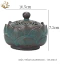 Lư xông đỉnh đốt nhang nụ nhang khoan Trầm hương Hoa sen xanh cao cấp (rộng 10.5 cm) thumb 1